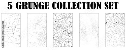 High-quality grunge texture vector pack: 8 unique Black and white patterns. Adds worn, vintage, or rough aesthetic to designs, backgrounds, and overlays.