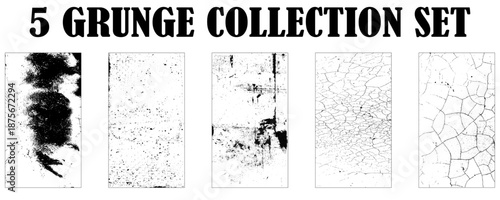 High-quality grunge texture vector pack: 8 unique Black and white patterns. Adds worn, vintage, or rough aesthetic to designs, backgrounds, and overlays.