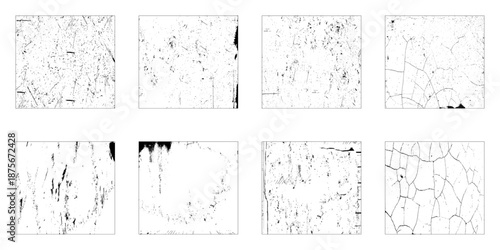 Grunge textures. Distress background set. Abstract vector template.