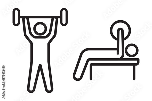 Outline fitness gym bench press barbell icon vector