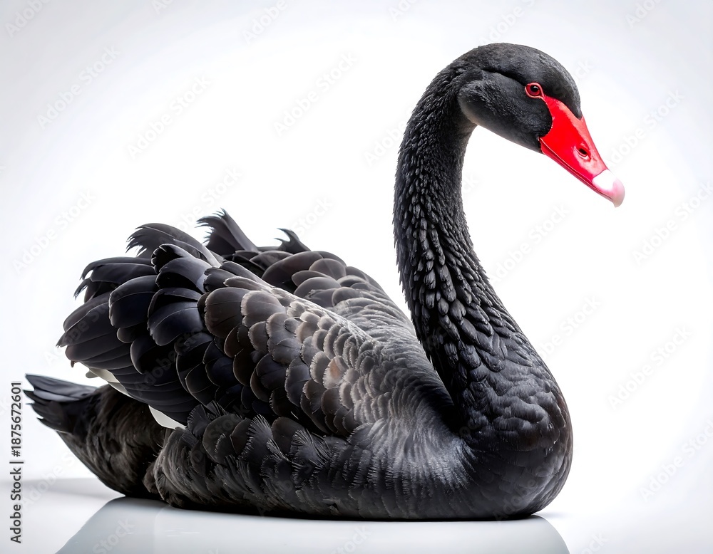 Fototapeta premium Black swan bird graceful posture professional studio wildlife high resolution image