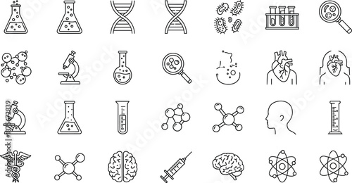Medical and science including D N A microscopes bacteria and brains
