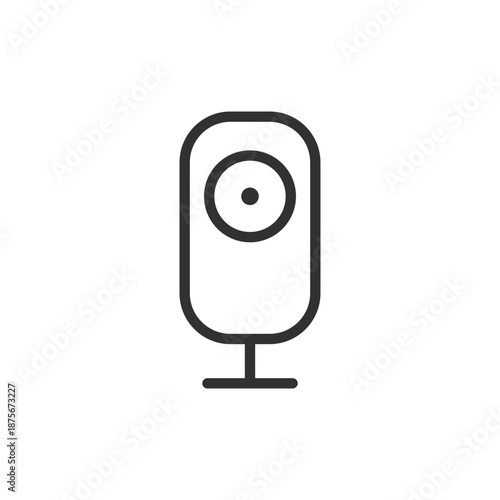 Webcam on stand, linear icon. Video communication and online streaming. Line with editable stroke.