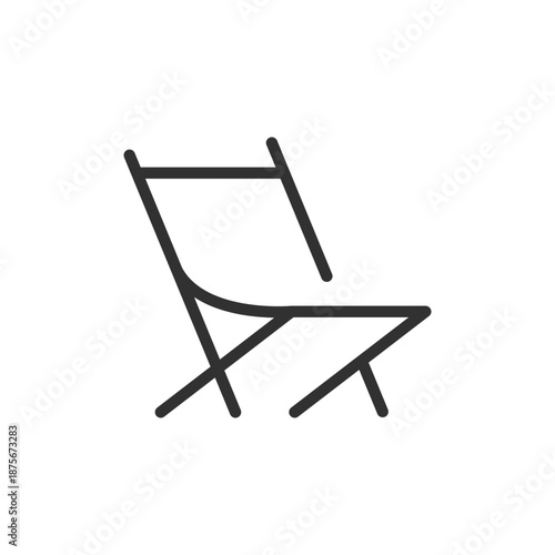 Folding chair, linear icon. Portable seating and outdoor furniture. Line with editable stroke.