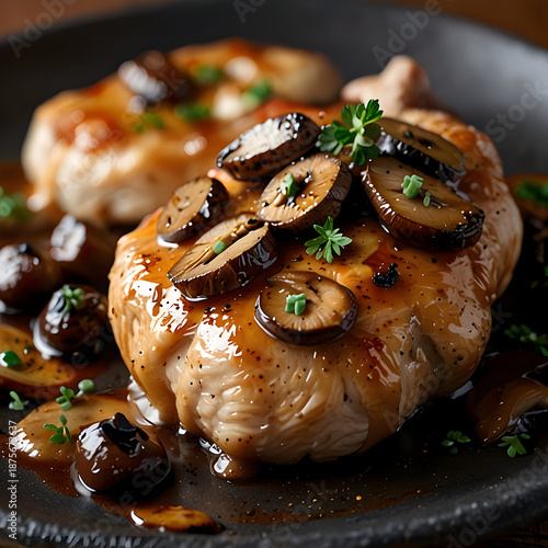 Succulent chicken marsala served with flavorful mushrooms and herbs