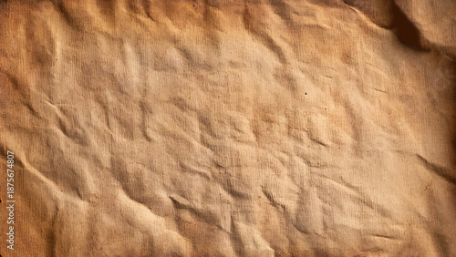 closeup of blank antique brown crumple paper texture pattern background.