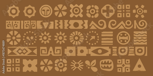 a collection of various african tribal symbols and patterns