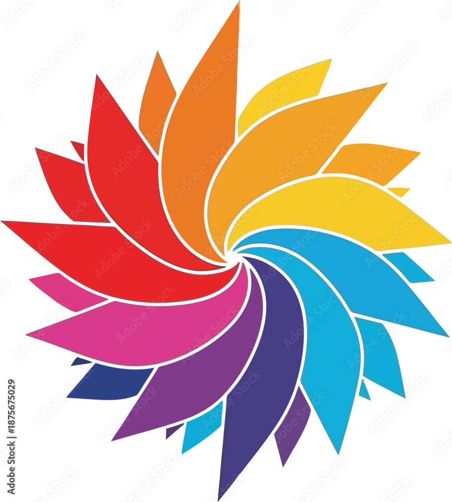 Fototapeta premium Vibrant multicolor spiral design with rainbow hues and dynamic energy