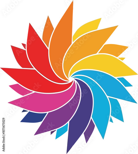 Vibrant multicolor spiral design with rainbow hues and dynamic energy