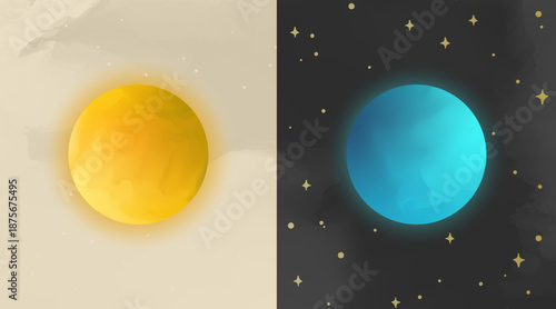 Sun and Moon Day and Night Duality Comparison