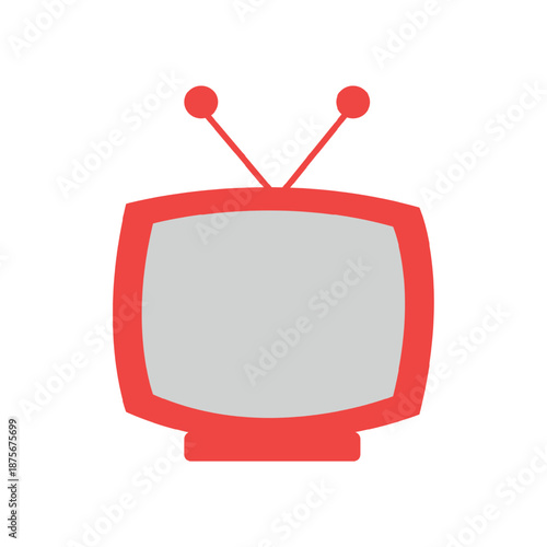 Retro Television Icon with Antenna for Broadcast Media