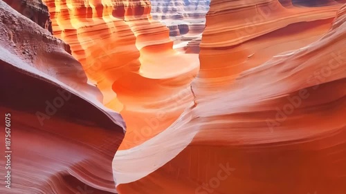 Flight through a limestone, shale and sandstone textured surface. Abstract natural background. The winding walls of the canyon First person view 4k