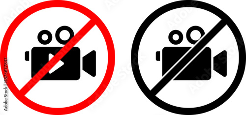 no photography signs with red and black circle line through camera icons