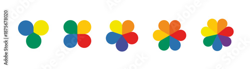 Colorful round flower diagram with segments. Pie chart infographic template for presentations. PNG reports, and data visualization