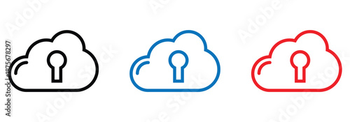 Cloud security and data protection icons illustrating digital privacy and secure online storage