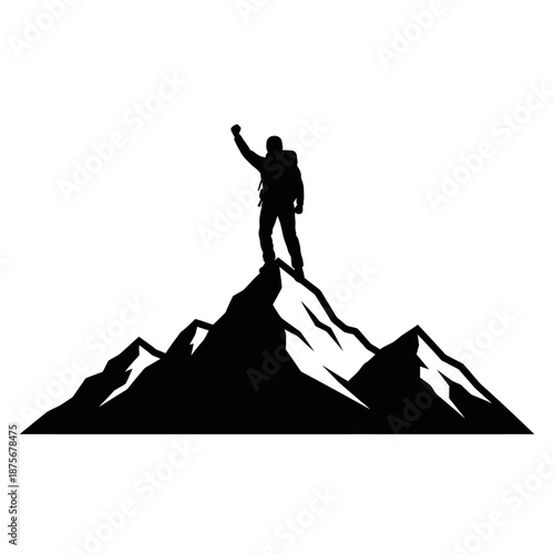 Silhouette of Man Standing on Mountain Peak.