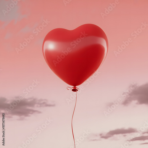 Soaring heart balloon in a dreamy sky