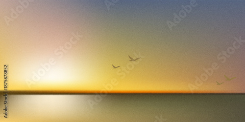 Sunset, Sky clouds over sea in the Evening with Orange Dusk sky background.