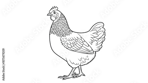 Hen in vector form with white background