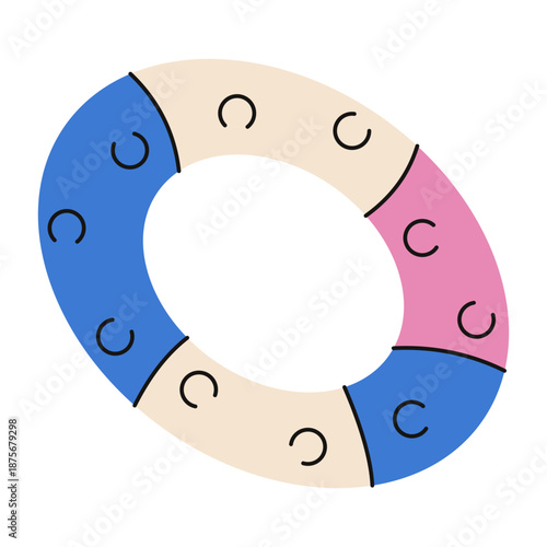 Dog rubber toy. Cute doggy squeaky toy for chewing and playing, plush puppy accessory cartoon flat style, pet shop stuff for adult dogs and puppies. Vector illustration