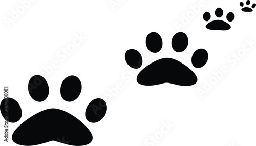  Dog paw prints walking trail silhouette vector illustrations