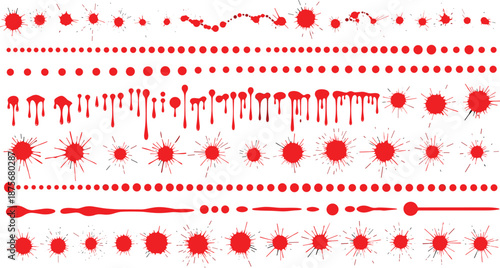 Red blood splatter patterns and textures for creative design