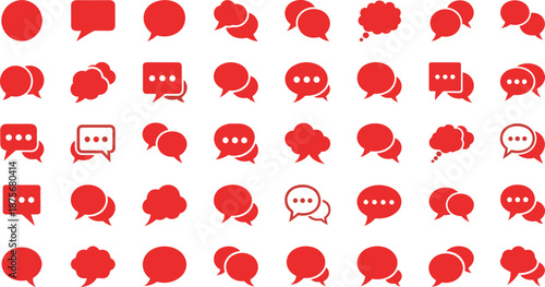 Red speech bubbles on white background for chat and communication concepts