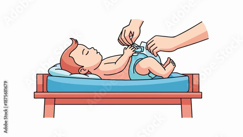 Parent changing a baby's diaper on a changing table