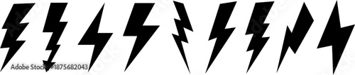 collection of various black lightning bolt shapes and designs