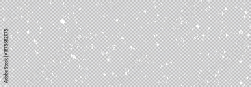 Realistic snow fallen on dark transparent background. Abstract dust particles, white confetti winter png bg. wallpaper poster elements, flyer, new year card, realistic vector snow powder.