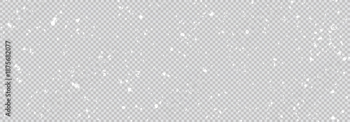 Realistic snow fallen on dark transparent background. Abstract dust particles, white confetti winter png bg. wallpaper poster elements, flyer, new year card, realistic vector snow powder.