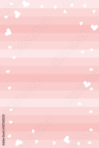 Valentine’s Day Background with Cute Hearts on Pink Striped Pattern