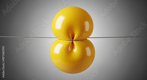 A conceptual 3D image of a glossy yellow balloon constricted in the middle by a thin wire, symbolizing stress, tension, or financial debt.
