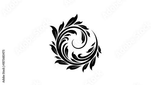 Black swirling leaves forming a circular pattern.