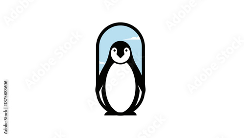 Adorable cartoon penguin character illustration on white background.