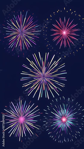 Wallpaper Mural Colorful fireworks animation against a night sky background ideal for celebrations Torontodigital.ca