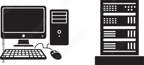 Computer monitor keyboard mouse cpu tower server