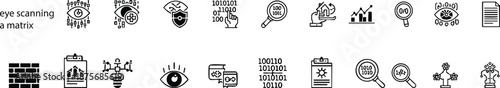 Cyber Security Eye Scanning and Big Data Analytics Icons