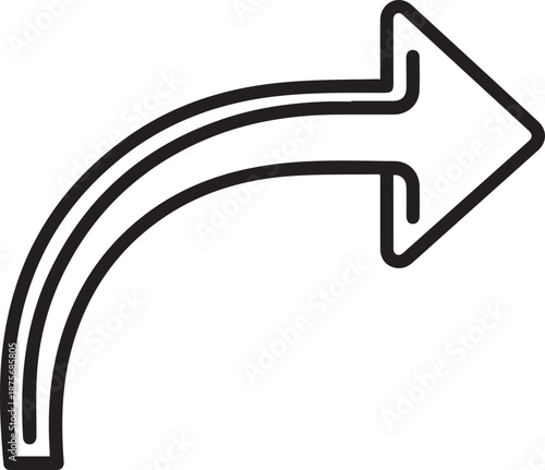 Arrow Sign: a sleek and modern arrow gracefully curves, pointing towards an unseen future. An elegant design, perfect for guiding and directing. 