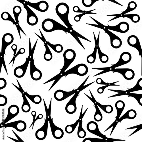 seamless pattern with scissors in flat style. Craft tool on white background for school, sewing, knitting, and handmade projects