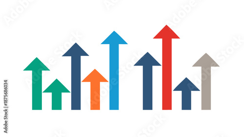 Arrows move upward, stock market investment trading growth, growth increase business concept, achieving goals.vector icon