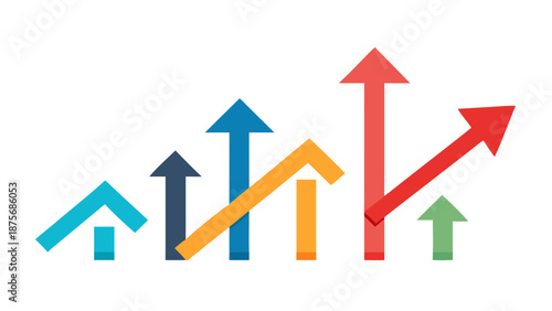 Arrows move upward, stock market investment trading growth, growth increase business concept, achieving goals.vector icon