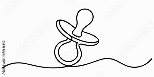 Continuous one line art of baby pacifier vector illustration, continuous line of baby pacifiers.one line drawing of baby pacifiers. one line Icon drawing with white background, Continuous one line