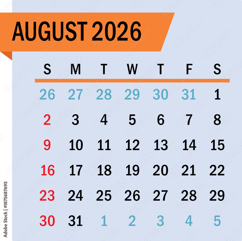 Obraz premium 2026 Calendar Page