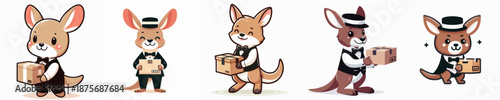 cute kangaroo vector carrying cardboard