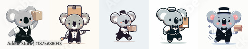 cute koala vector carrying cardboard