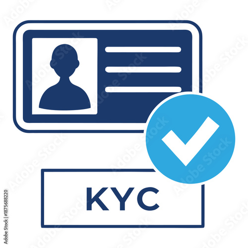 KYC Identity Verification Icon with Profile and Check Mark know your customer validation