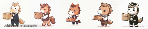 cute horse vector carrying cardboard