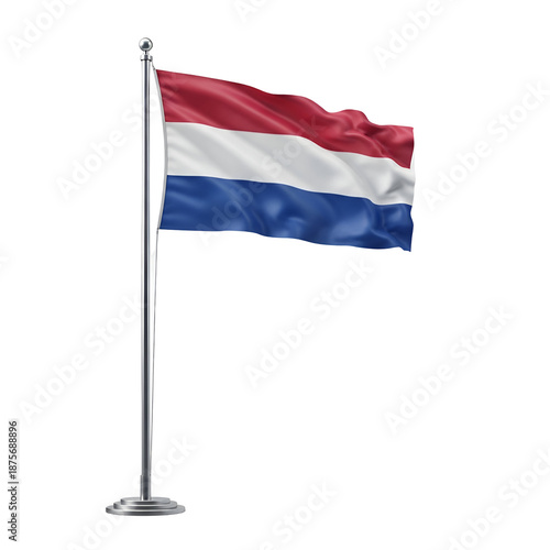 Netherlands flag on flagpole waving