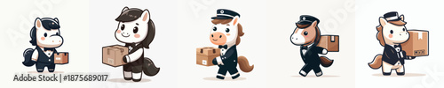 cute horse vector carrying cardboard